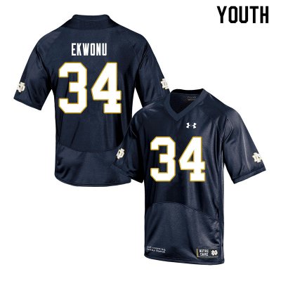 Notre Dame Fighting Irish Youth Osita Ekwonu #34 Navy Under Armour Authentic Stitched College NCAA Football Jersey NWU3399BK